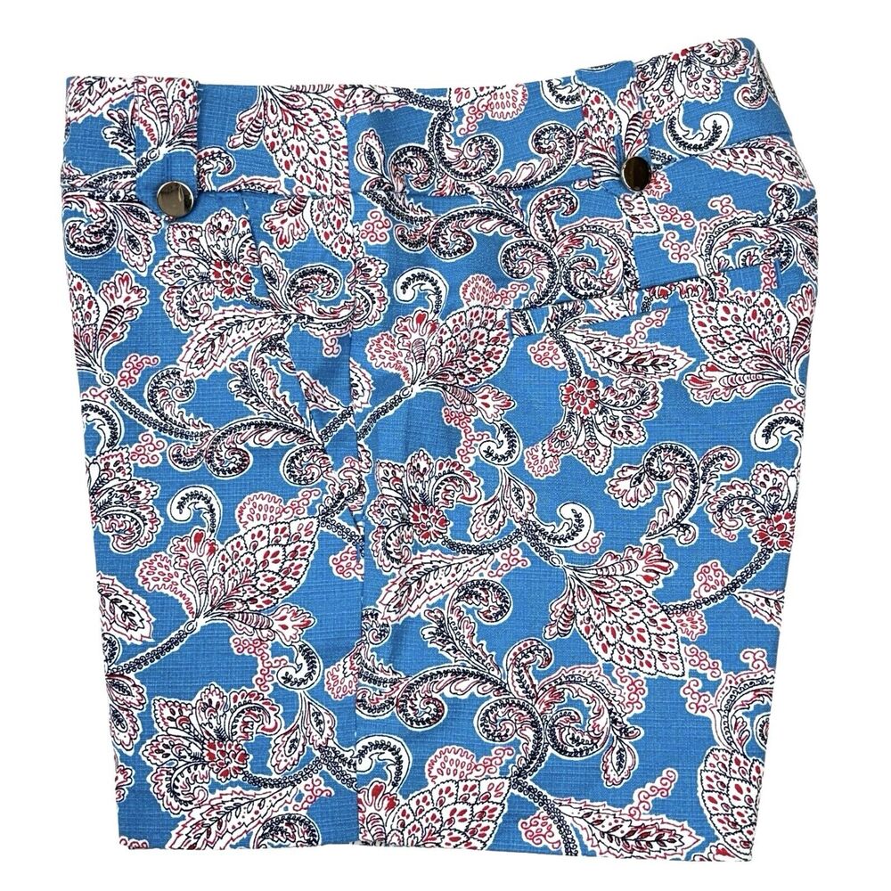 NWT Ann Taylor LOFT Paisley Riviera Shorts with 4 Inch Inseam Sz 0 Blue Cotton - Picture 8 of 11